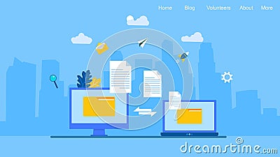 Program for Remote Connection between two Computers Vector Illustration
