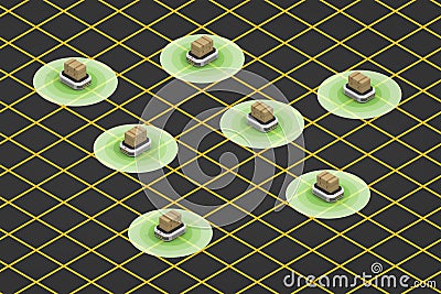 The program of the transportation system. An automatic delivery system. A robot that works tirelessly. Conveyance system in the Stock Photo