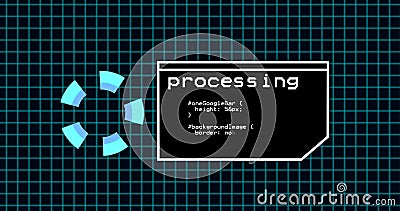 Programing coding process on terminal control panel. Data processing panel with grid line. over 4k resolution coding panel Stock Photo