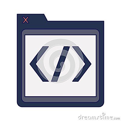 Programmer code window symbol blue lines Vector Illustration