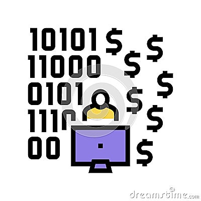 programmer developing financial application color icon vector illustration Cartoon Illustration
