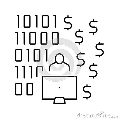programmer developing financial application line icon vector illustration Vector Illustration