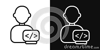 Programmer Icon Set. Software Web Application Vector Symbol in a Black Filled and Outlined Style. Crafting the Future Sign Vector Illustration