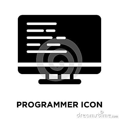Programmer icon vector isolated on white background, logo concept of Programmer sign on transparent background, black filled Vector Illustration