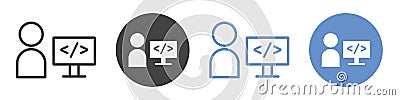 Programmer icon flat line symbol set Vector Illustration