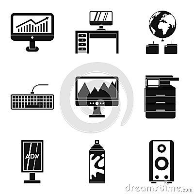 Programmer icons set, simple style Stock Photo