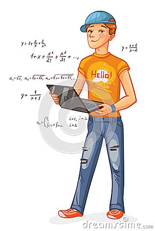 Programmer with a laptop Vector Illustration