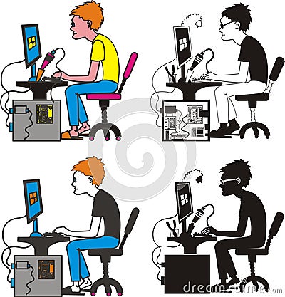 programmer, mechanical engineer Vector Illustration