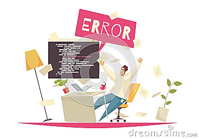 Programmer Office Concept Vector Illustration