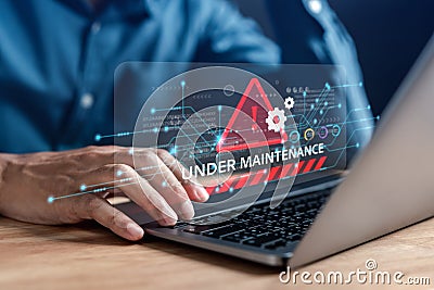 Programmer Update software system with under maintenance system. Upgrade version system. Business technology internet with Stock Photo