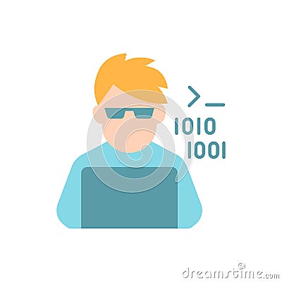 Programmer vector flat color icon Vector Illustration