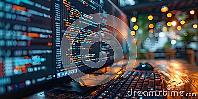 A Programmer at Work: Closeup of a Computer Screen with Code Lines. Concept Professional, On the Stock Photo