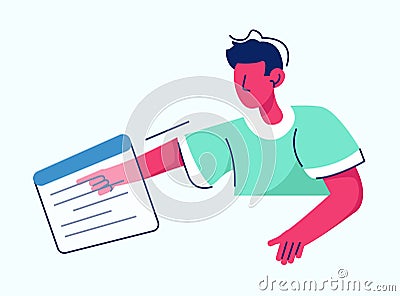 Programmer at work process vector illustration. With laptop flat style concept. Specialist coding new project using Vector Illustration