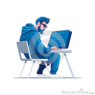 Programmer at Working. Developing and Coding with Task. Vector Cartoon Illustration