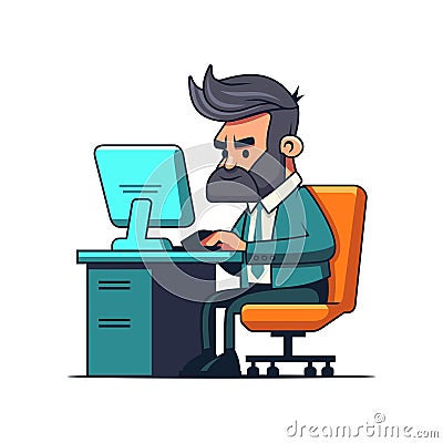 Programmer at Working. Developing and Coding with Task. Vector Vector Illustration