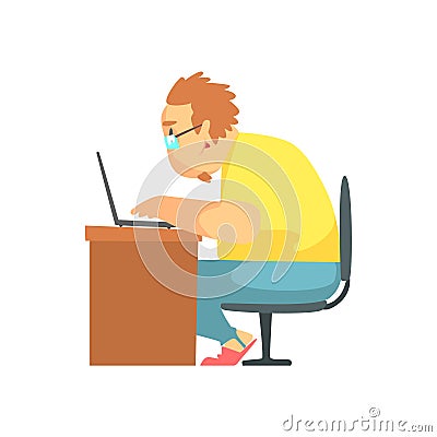 Programmer Working From Home Funny Character Vector Illustration