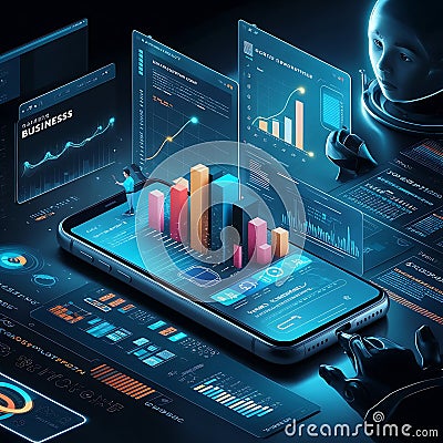 Futuristic Programmer Analyzing Data on Advanced Devices Stock Photo