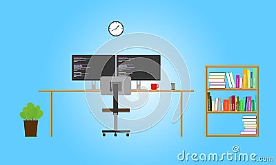 Programmer workspace Vector Illustration