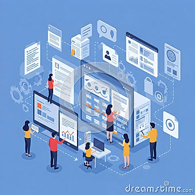 Software developers team working on user interface and user experience of web application Stock Photo