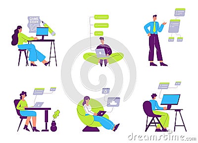 Programmers, web, software engineers and game designers Vector Illustration