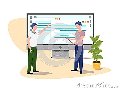 Programmers working vector Vector Illustration