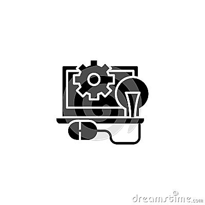 Programming black icon concept. Programming flat vector symbol, sign, illustration. Vector Illustration