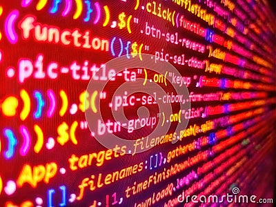 Programming code abstract background screen of software. Computer program. Software development monitor screen background. Failure Stock Photo