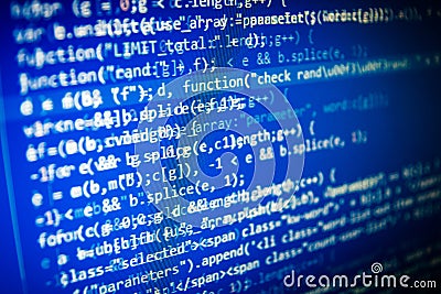 Programming code abstract screen of software developer. Stock Photo