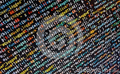 Programming code abstract screen of software developer. Stock Photo