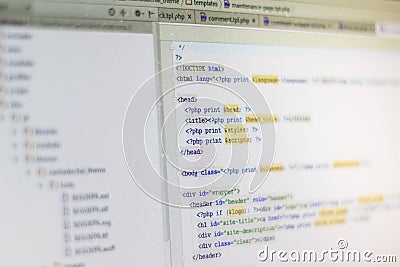 Programming code abstract screen of software developer Editorial Stock Photo