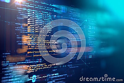 Programming code abstract technology background of software developer and Computer script Stock Photo