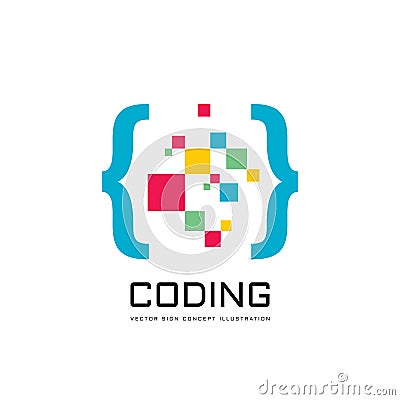 Programming code - vector business logo template vector illustration. Coding concept sign. Modern technology icon. Data symbol. Vector Illustration