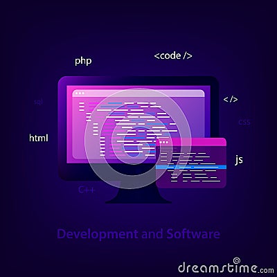 Programming and coding concept. Vector Illustration