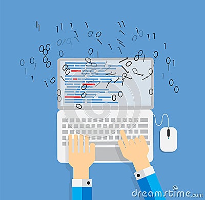 Programming Coding Flat Concept Vector Vector Illustration