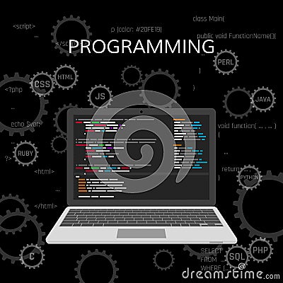 Programming and coding. Web development concept. vector Vector Illustration