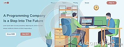 Programming Company Is a Step Into The Future web banner Vector Illustration