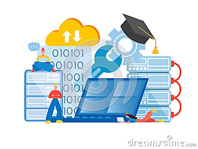 Programming courses. Programming education Vector Illustration