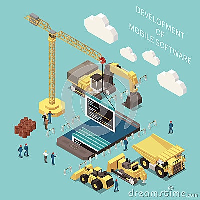 Programming Development Isometric Concept Vector Illustration