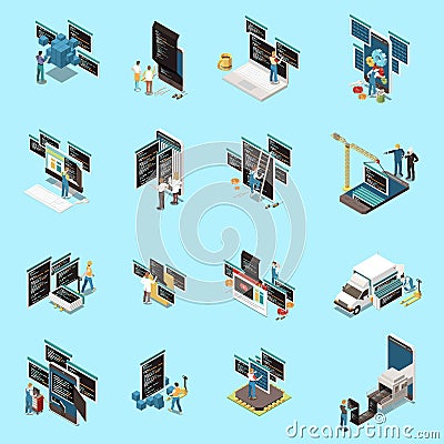 Programming Development Icons Set Vector Illustration