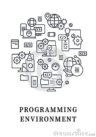 Programming environment circle posters Vector Illustration