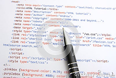 Programming html code Stock Photo