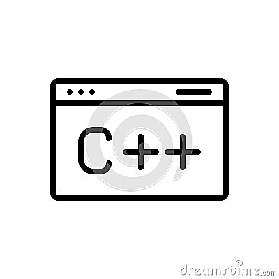 Black line icon for Programming, computer and code Vector Illustration