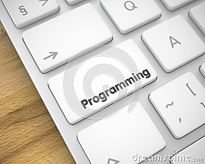 Programming - Inscription on White Keyboard Key. 3D. Stock Photo