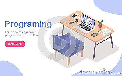 Programming landing page design vector Vector Illustration