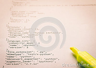Programming language Python on paper Stock Photo