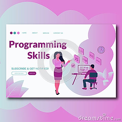 Programming Skills- Modern flat web page design template concept of Programming Skills for website and mobile website development Stock Photo