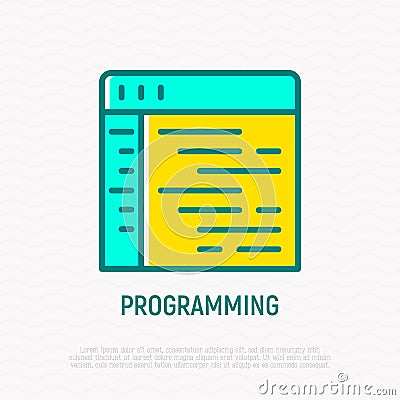 Programming thin line icon. vector illustration of wed page development Vector Illustration