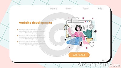 Programming web banner or landing page. Coding, testing and writing Vector Illustration