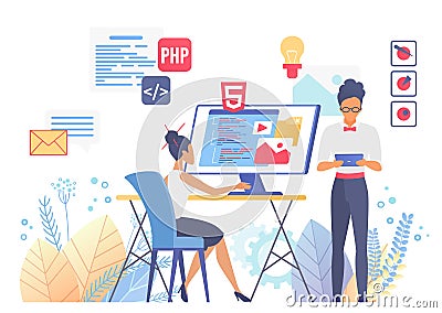 Programming and web design flat vector illustration Vector Illustration
