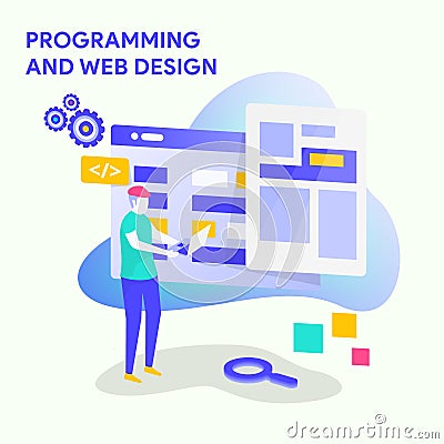 PROGRAMMING AND WEB DESIGN Cartoon Illustration